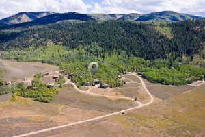 Bird's eye view of a mountain backdrop