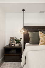 Bedroom featuring carpet