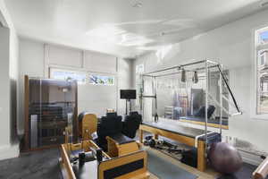 Workout room with baseboards