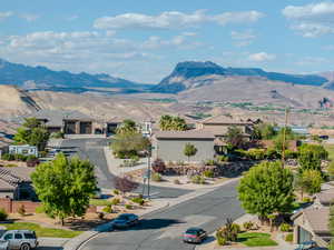 View of mountain background with nearby suburban area