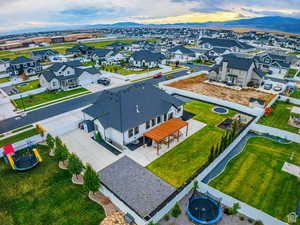 Aerial view of a mountain backdrop