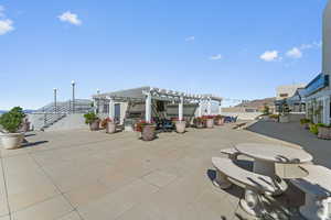 View of patio featuring a pergola