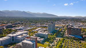 View of urban area with a mountainous background