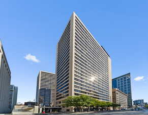 View of building exterior featuring a view of city