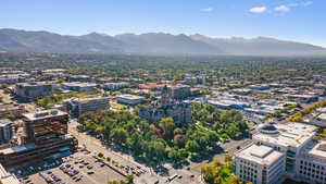 View of urban area with a mountainous background
