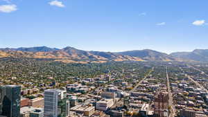 View of urban area with a mountain backdrop