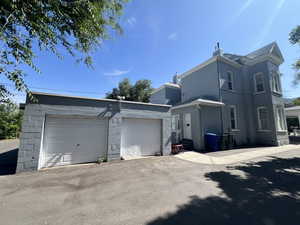 View of side of home with a chimney