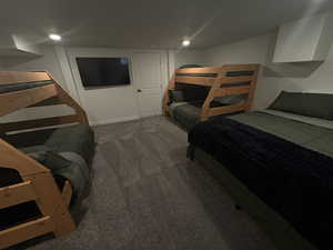 Bedroom with carpet floors