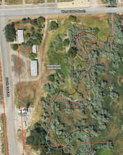 Aerial view of property's location with property boundaries highlighted