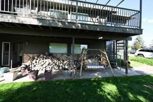 View of property's community featuring stairs and a yard