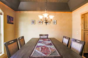 Dining room featuring a chandelier