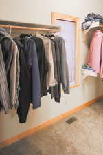 Walk in closet featuring carpet floors