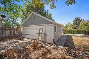 View of detached garage