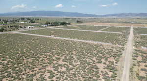 Overview of rural landscape with mountains