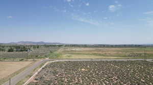 Overview of rural landscape with mountains