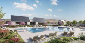 Community pool featuring a patio