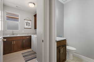 Hallway between washroom and half bath