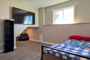 Bedroom with carpet floors and multiple windows