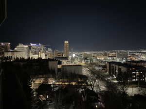 City view off patio at night