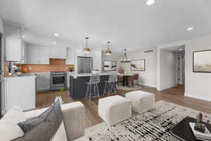 Chefs kitchen with large center island