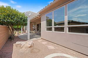 View of patio / terrace featuring a pergola