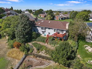 Aerial perspective of suburban area