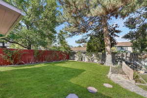 View of fenced backyard