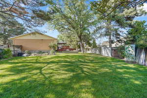 View of fenced backyard
