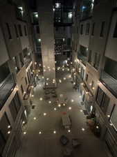 View of communal space at night