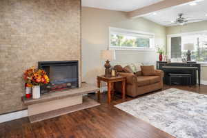 Comfortable living room with cozy fireplace