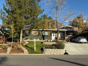 View of front facade with a front yard