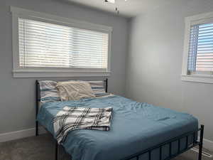 Bedroom with carpet flooring