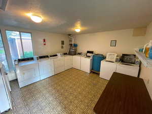 21   Laundry room, ground level, 3 washers, 3 dryers, coin-operated