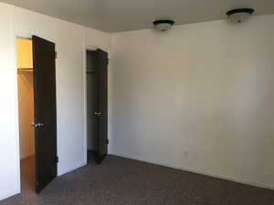 Master bedroom with walk in closet and second closet