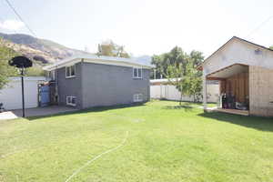 View of yard with a mountain view