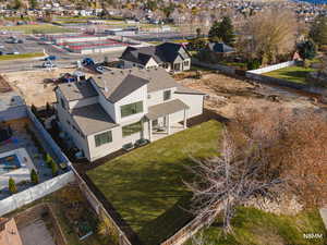 Aerial perspective of suburban area