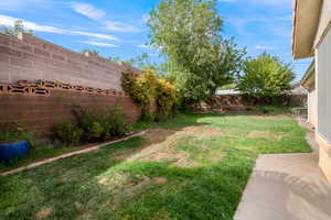 View of fenced backyard