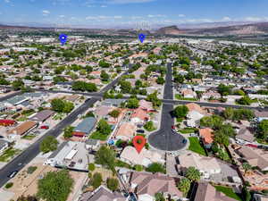 Aerial perspective of suburban area