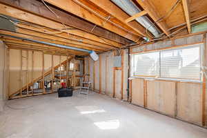 Basement featuring electric panel