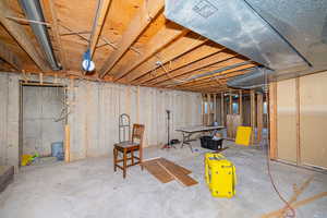 View of unfinished basement