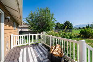 Wooden deck with a mountain view