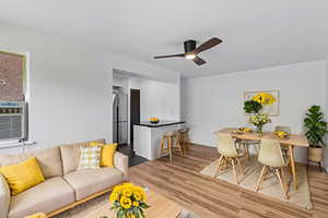 LVP floors, AC unit, and ceiling fan. Virtually staged.