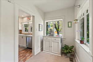 Sunlit coffee bar area
