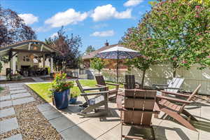 View of patio / terrace featuring a fire pit