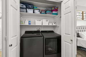 Washroom with separate washer and dryer