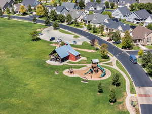 Aerial perspective of suburban area