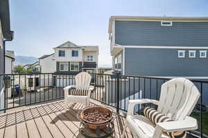 Deck with a fire pit