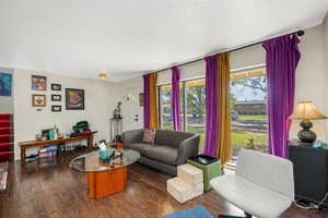 Living room featuring wood finished floors