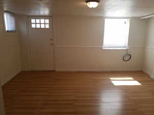 Below grade area featuring healthy amount of natural light and light wood-style flooring