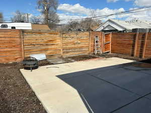 View of fenced backyard